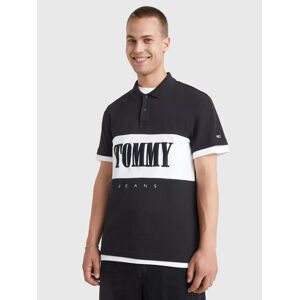 Tommy Jeans pánské černé polo tričko - L (BDS)